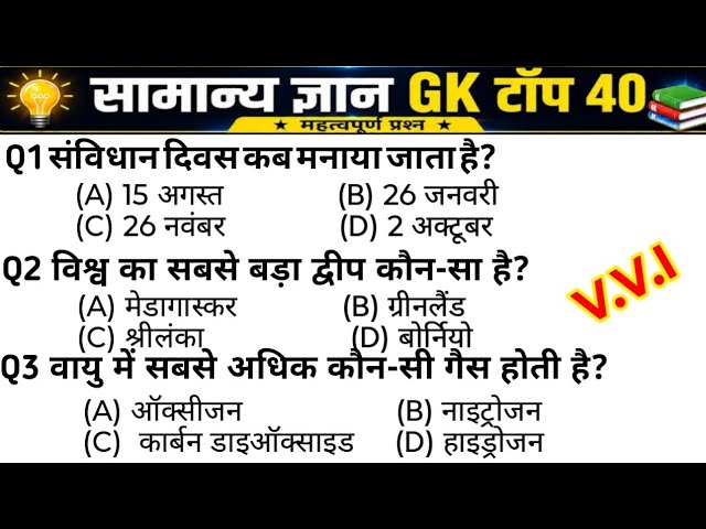 General Knowledge | Top 40 GK/GS Questions | SSC GD, MTS, RPF, CRPF | GK Quiz