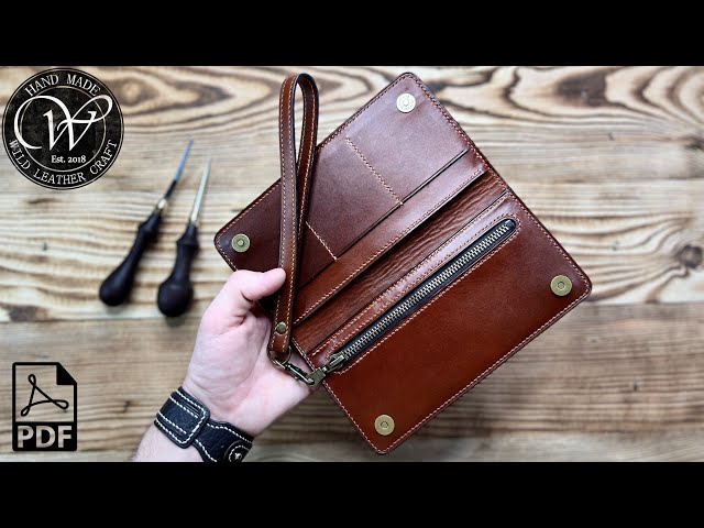 Making a leather Travel wallet long by #wildleathercraft. Free pattern PDF.