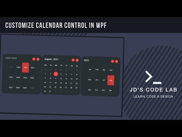 WPF C# | How to customize Calendar Control in WPF? | UI Design in Wpf C# (Jd's Code Lab)