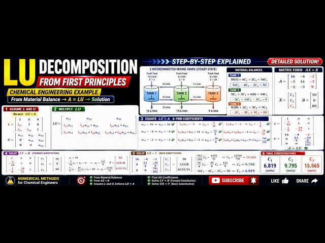 LU Decomposition Method | Chemical Engineering Example | Numerical Methods