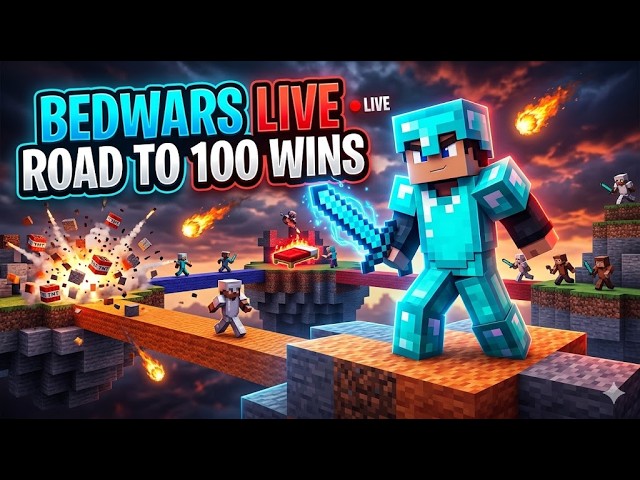 🔴 BEDWARS LIVE | Road to 100 Wins 🏆