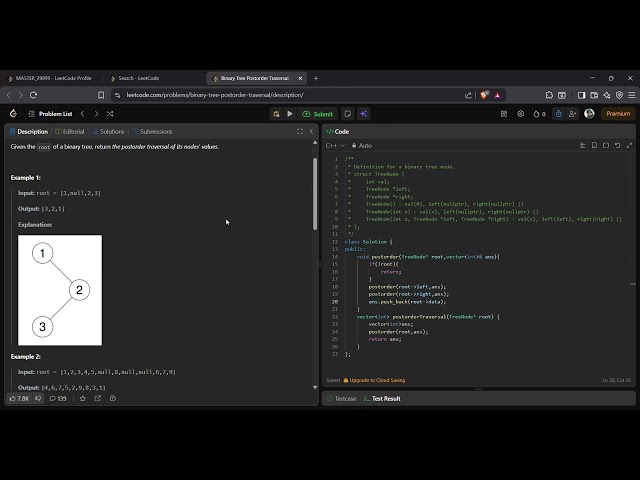 145 LeetCode | Binary Tree Postorder Traversal | Recursive C++ Solution | Easy Problem