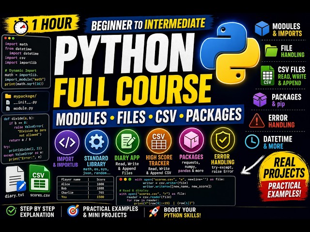 Python Modules, Packages & File Handling FULL COURSE 🐍 | Beginner to Intermediate