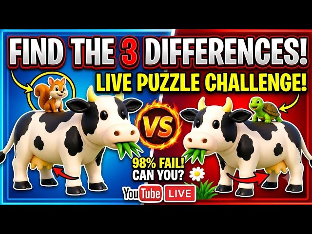 🧠 Find 3 Differences | 99% People Fail This Puzzle 😱 #shortslive​ #findthedifference​#brainpuzzle​