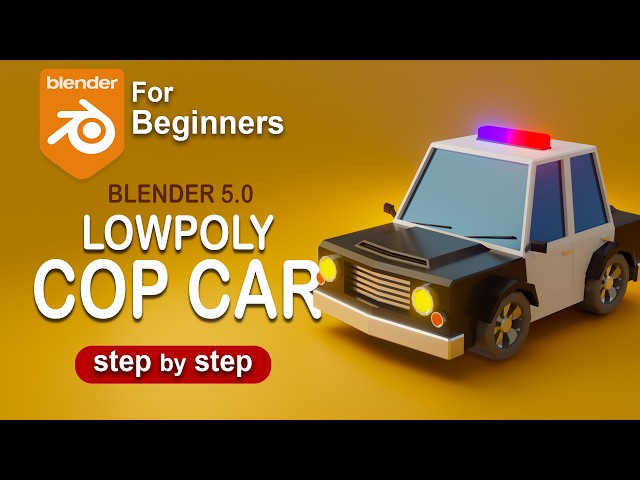 Blender Beginner Tutorial: Lowpoly Cop Car Modeling (No Experience Needed)