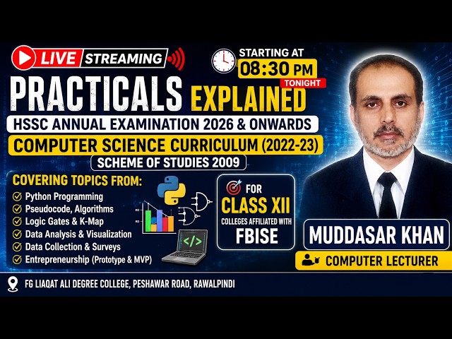 FBISE HSSC Computer Science Practical 2026 | PBA Preparation for Class XII | Live at 8:30 PM