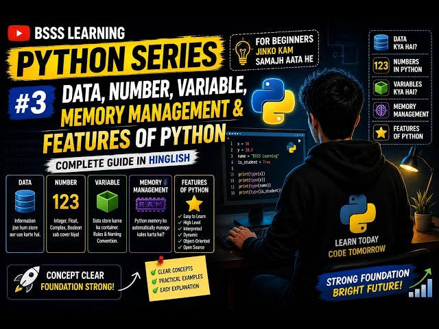 Python Variables ,Data Types & Memory Management Explained  Python for Beginners | Hindi | Episode 2