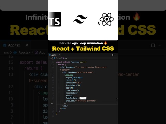 Infinite Logo Loop Animation with React & Tailwind CSS 🔥 #animation #carousel #infinite #react