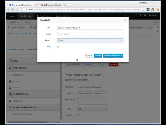 Optaplanner Workbench And Execution Server: Cloud Optimization (OptaCloud example)
