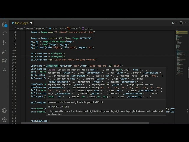 AI Assistant JARVIS using Python and Tkinkter | Data Science Mini Project
