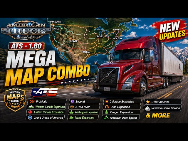 ATS 1.60 Mega Map Combo | New Update | Promods | Beyond | ATMX MAP | Reforma | Washington Expansion