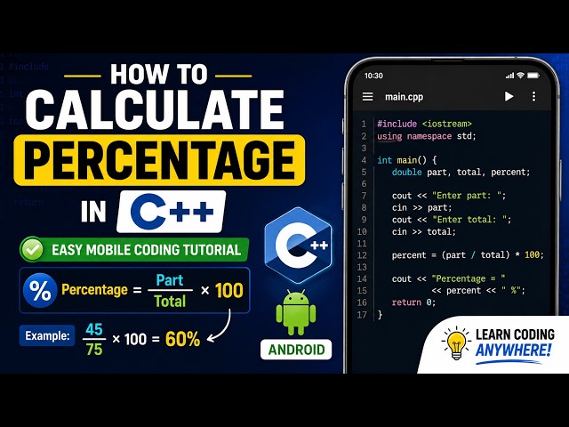 How to Calculate Percentage in C++ | Easy Mobile Coding Tutorial