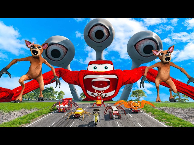 ALL MONSTERS Big & Small Cars with NEW MCQUEEN TAPES & CAR EATER & BUS EATER – BeamNG.Drive