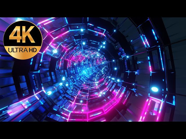 10 Hour 4k TV VJ LOOP Relaxing Deep Tunnel NEON Metallic Color Abstract Background Video Screensaver