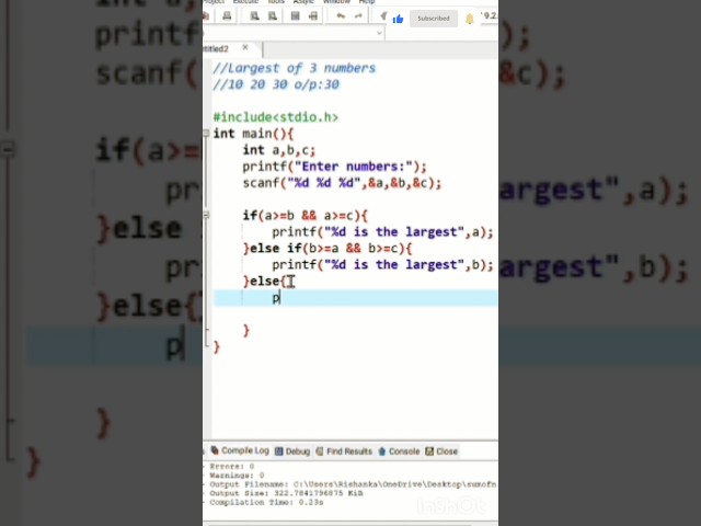 Largest of 3 Numbers in C Programming 🔥 | Using If-Else | Easy Explanation with C Program