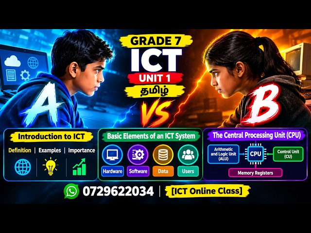 Grade 7 ICT Unit 1 Tamil | Introduction to ICT, Hardware, Software & CPU | ALU, CU & Registers Notes