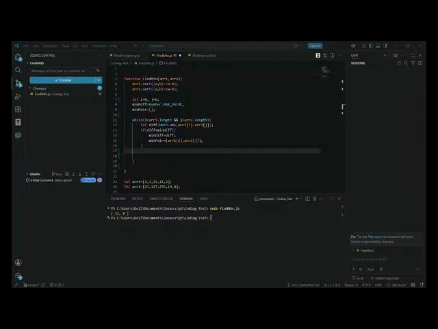 Javascript  Find the minimum difference between items of two arrays