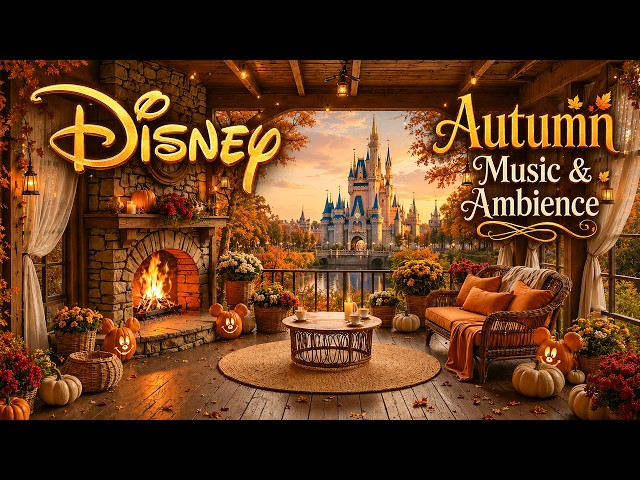Peaceful Fall Music with Fireplace Sounds for Relaxation 🍁 Disney Autumn Music & Ambience 2026