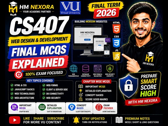 CS407 Final MCQs Explained | Web Design & Development Important MCQs for Final Term 2026