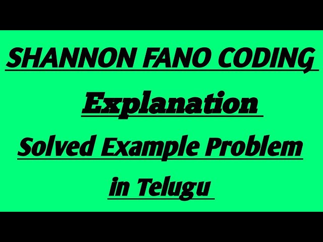 Shannon-Fano Coding | Solved Example Problem | In Digital Communication
