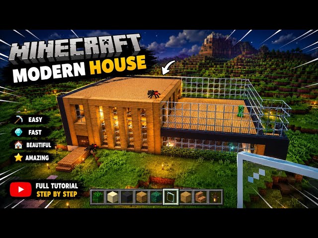 Minecraft Modern House Tutorial 🏠 | Easy & Beautiful Modern House Build (Step by Step)