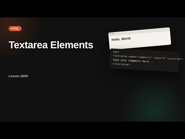 Textarea Elements | HTML Tutorial for Beginners