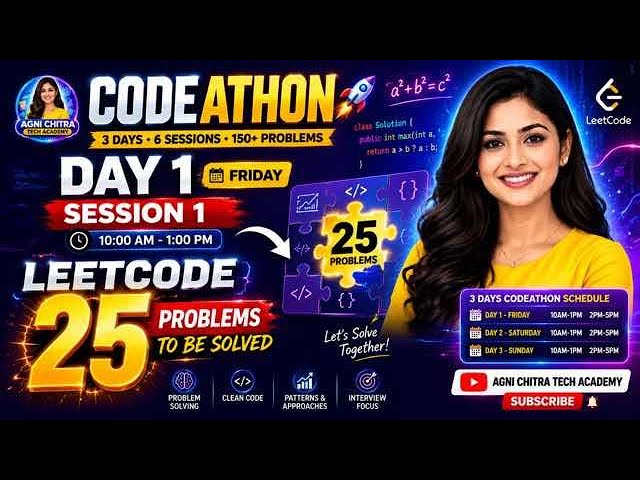 🔥 LeetCode Codeathon Day 1 | Session 1 | Solve 25+ Easy Problems Live in Java