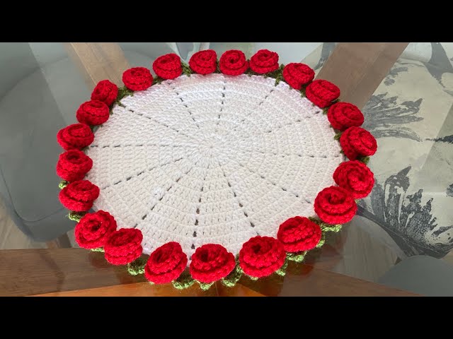 How to Crochet Placemat | Rose Bouquet | Step-by-Step Crochet ❤ Crochet rose blanket