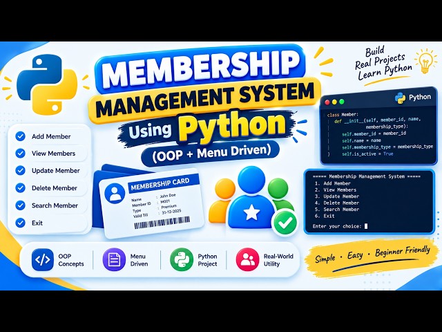 👥 Membership Management System Using Python | OOP + Menu Driven | Complete Python Project