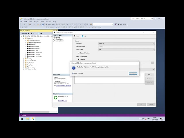 Back Up Through SQL Server Management Studio