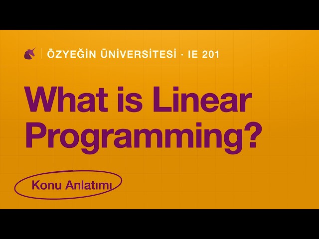 Özyeğin IE 201 Midterm I | What is Linear Programming?