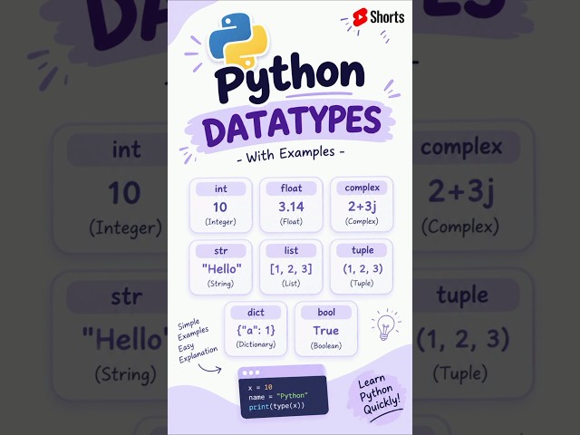 Datatypes in Python 🖥️ #programming #python #shorts #coding