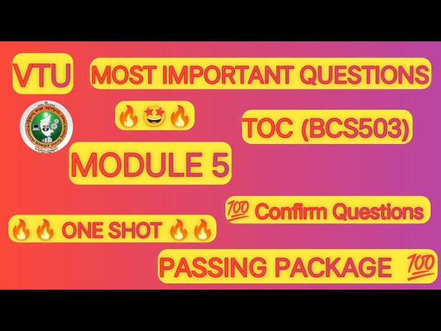 VTU | 5th Sem | TOC Module 5 | Turing Machine | Very Important | LBA | Recursive Languages | BCS503