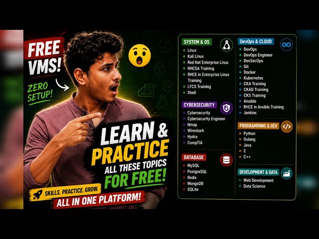 FREE VM, ZERO SETUP | Linux, DevOps, Docker, Cybersecurity & More | Learn and Practice Hands on Labs