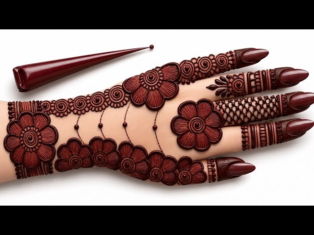 Very simple unique style mehndi design for back hand|new easy mehndi design 2026 | mehandi designs