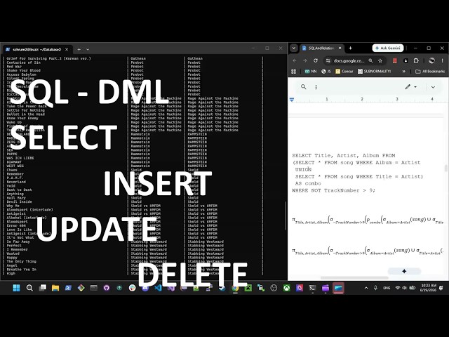 SQL Data Manipulation Language (DML): SELECT, INSERT, UPDATE, DELETE
