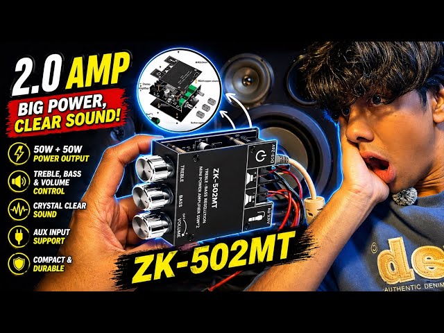 Powerful 🔥 2.0, ZK-502MT Class D amplifier board review and testing | Audio IC by Heroic Techniques