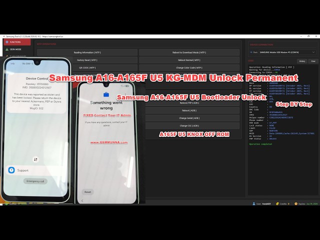 Samsung A16-A165F U5 KG-MDM Unlock Permanent