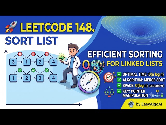LeetCode 148 - Sort List | Merge Sort on Linked List | EasyAlgoAI