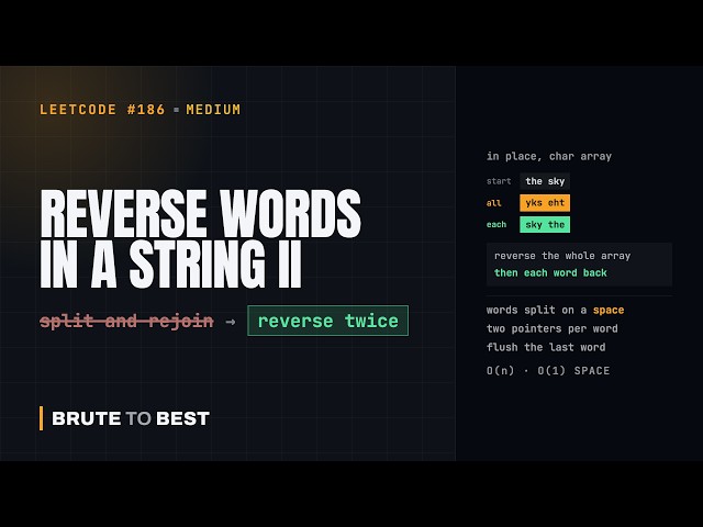 LeetCode #186: Reverse Words in a String II — Reverse Everything, Then Each Word