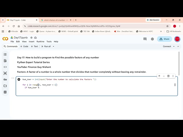 Day 17: Interview Question | Factors of a number in Python | Finance Guy Nishant