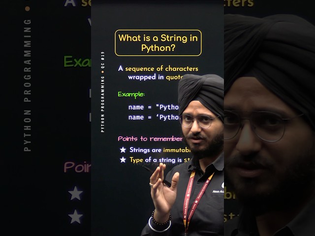 What is a String in Python? #Python #NesoAcademy #QuickConcepts
