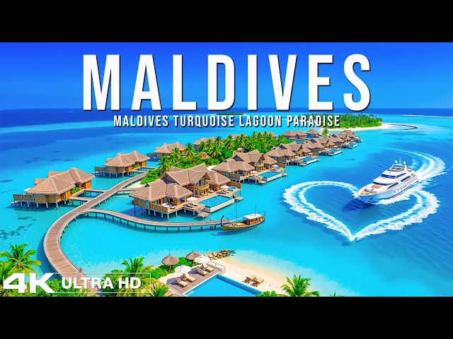 MALDIVES 4K Aerial 🇲🇻 🌊 Overwater Villas, Crystal Lagoons & Indian Ocean Views 🚁