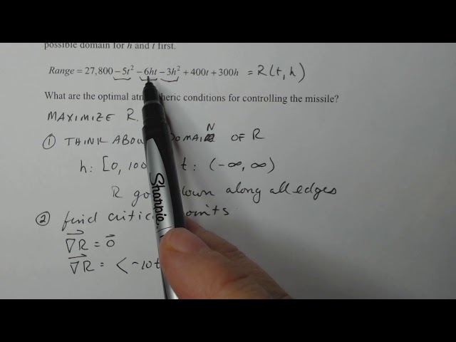 Calculus 3: Unconstrained Optimization (Missile) Part 1