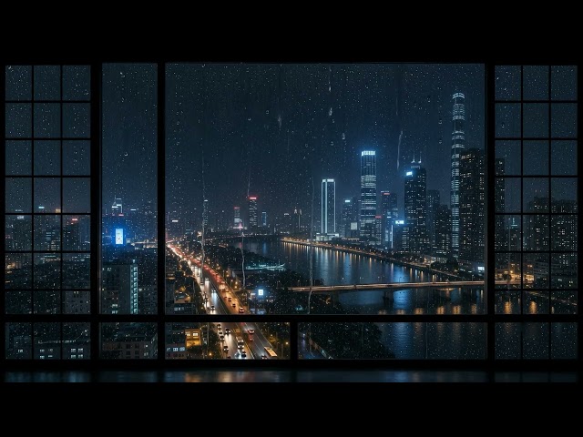 Rainy City Night 🌃🌧️ | 4K Window View Ambience l SimplifyTech CineX