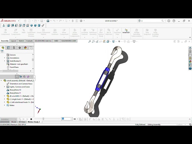 solidworks tutorial । Adjusting winch with animation
