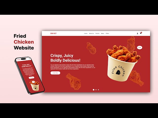 How to Make Fried Chicken Website | Restaurant Website | Part 1