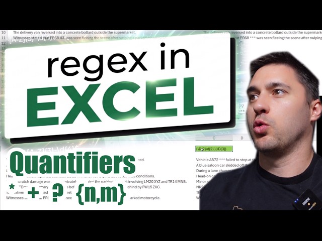 REGEX in Excel - Lesson 2 -  Recap & Quantifiers