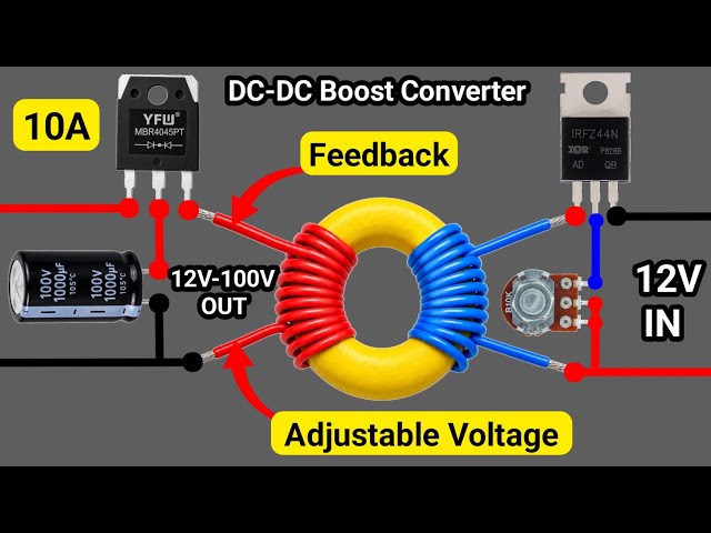 Make 12V TO 100V 10A Adjustable DC-DC Boost Converter Circuit