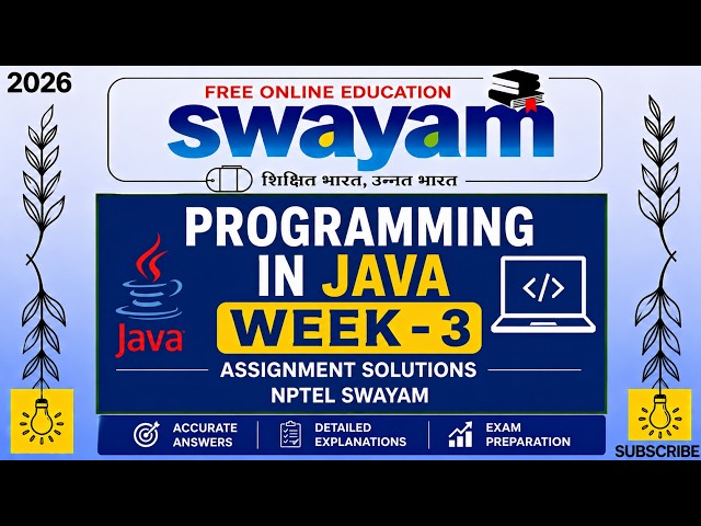 Programming in Java Week 3 Assignment Solutions 2026 | NPTEL SWAYAM | All MCQ Answers | Latest